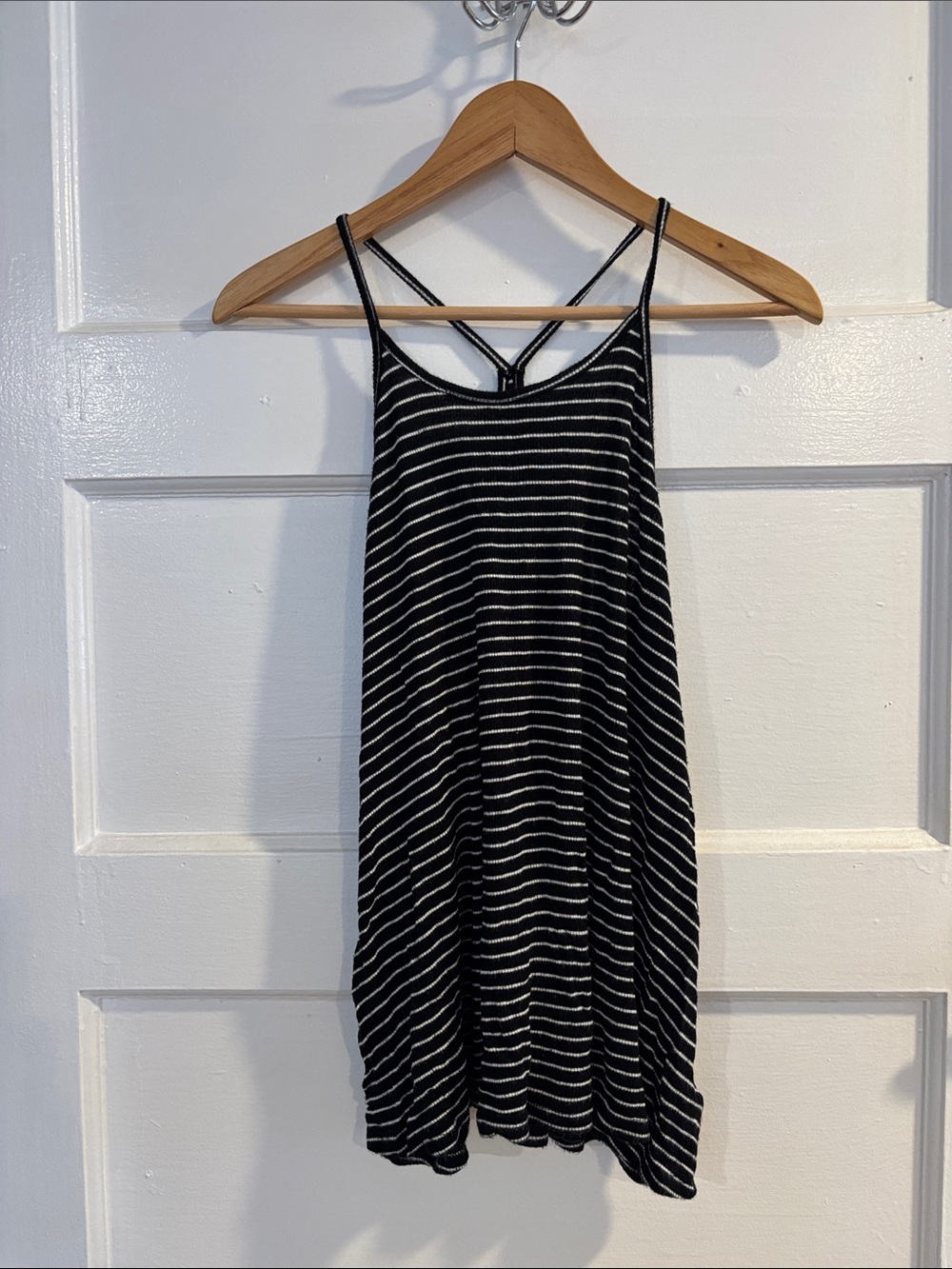 Old Navy Black & White Striped Tank With Spaghetti Straps
